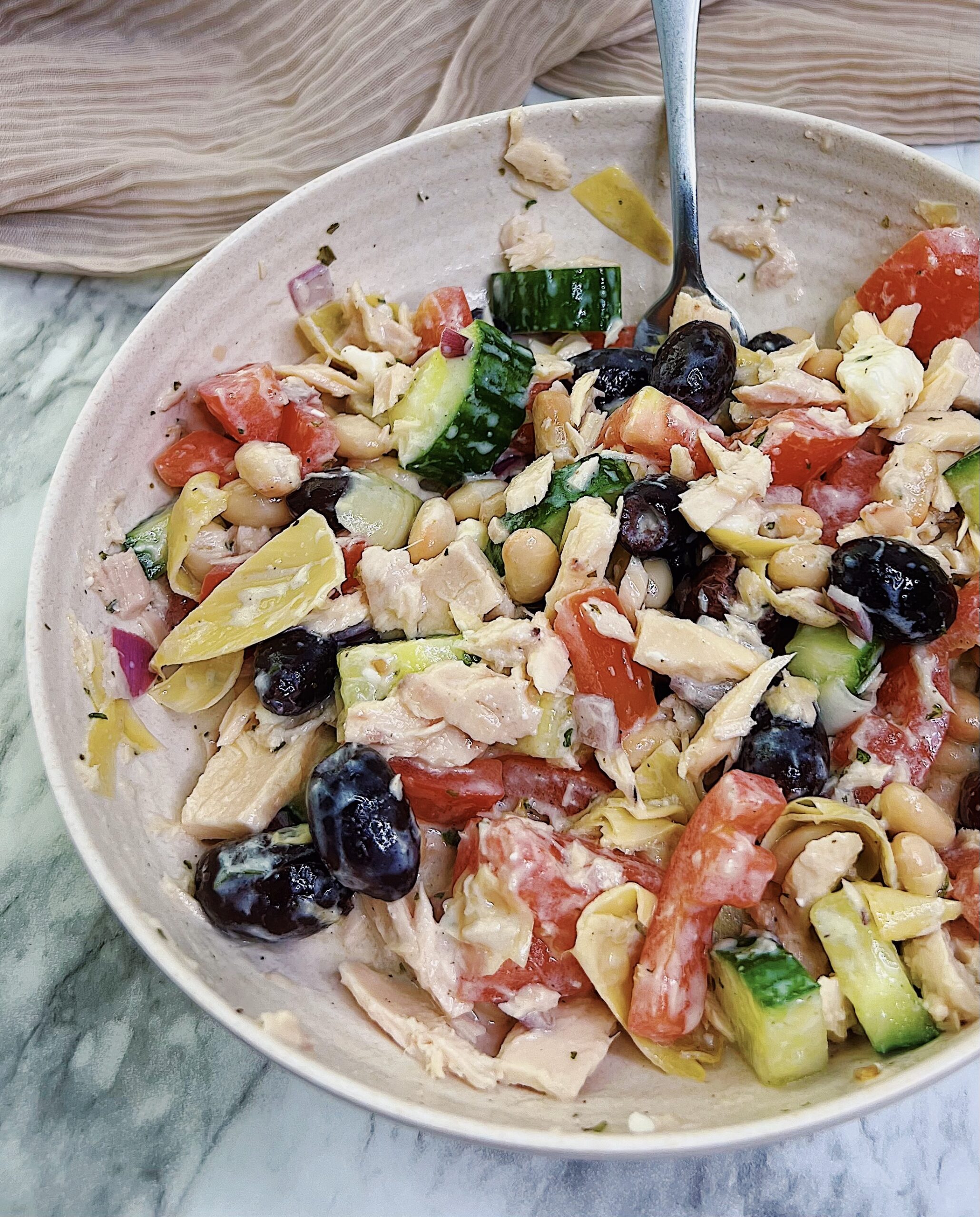 Tuna Cucumber Salad with Creamy Yogurt Dressing