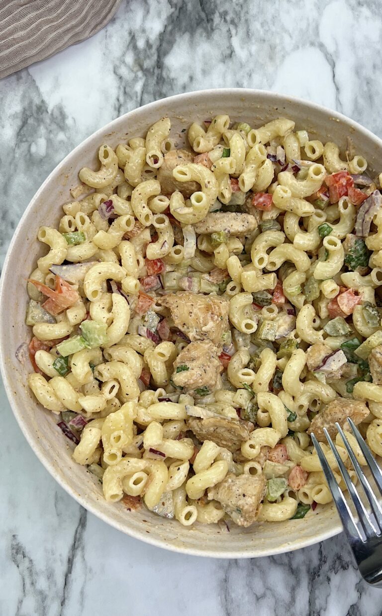 Chicken Pasta Salad with Vegetables and Dijon Mayo Dressing