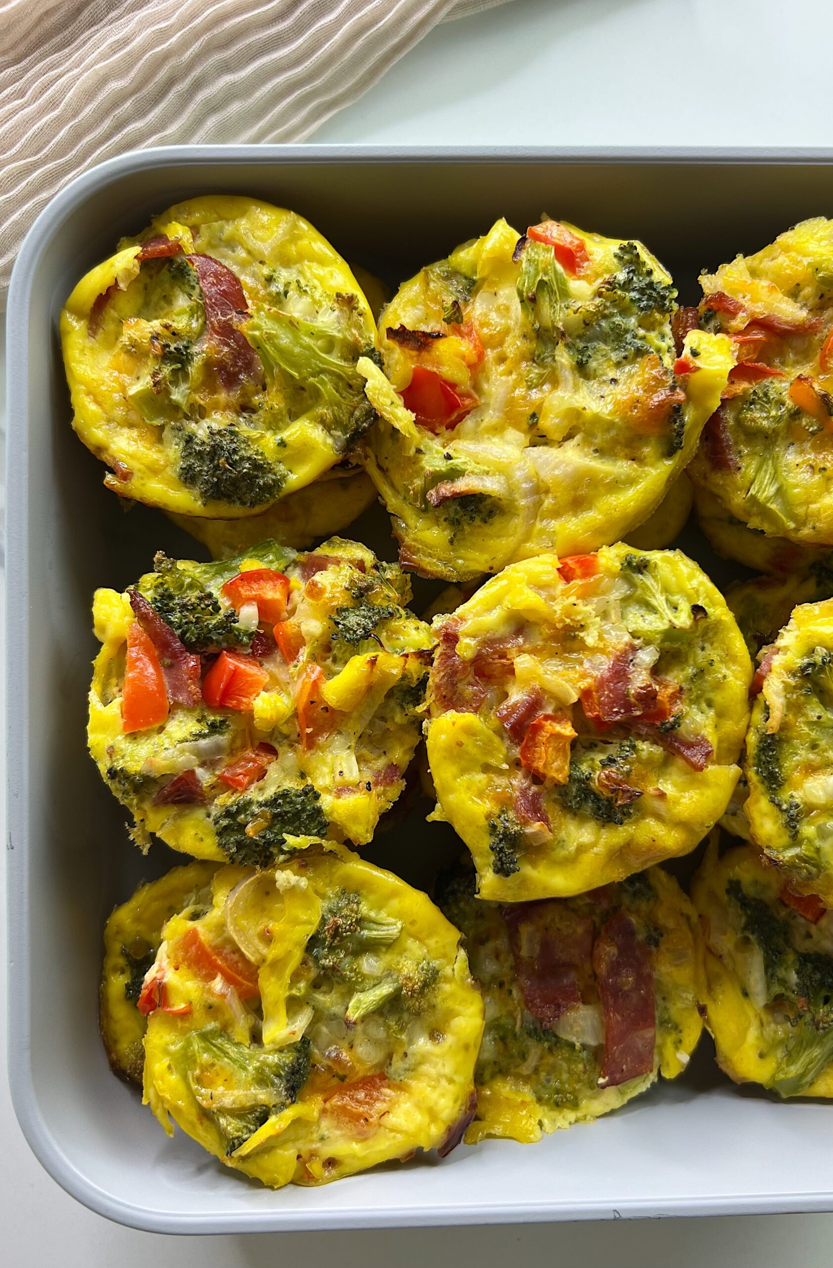 Cottage Cheese Egg and Vegetable Muffins with Turkey Bacon